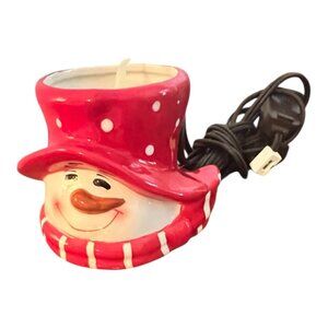 Crazy Mountain Holiday By Diane Knott Snowman Head Ceramic Plugin Light 3.25" T